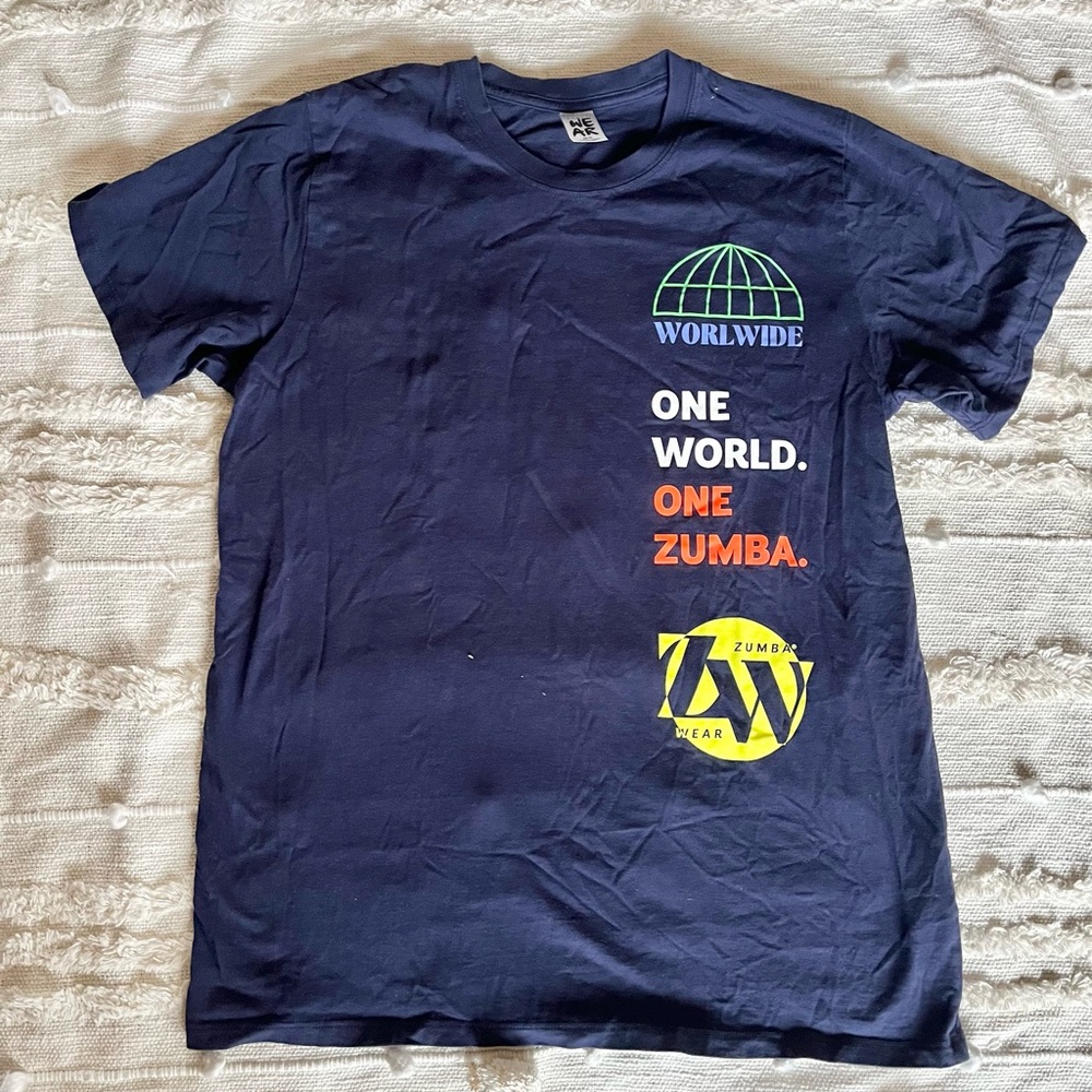 Zumba "Worldwide" Crew Neck unisex tee Indigo medium - Picture 3 of 7